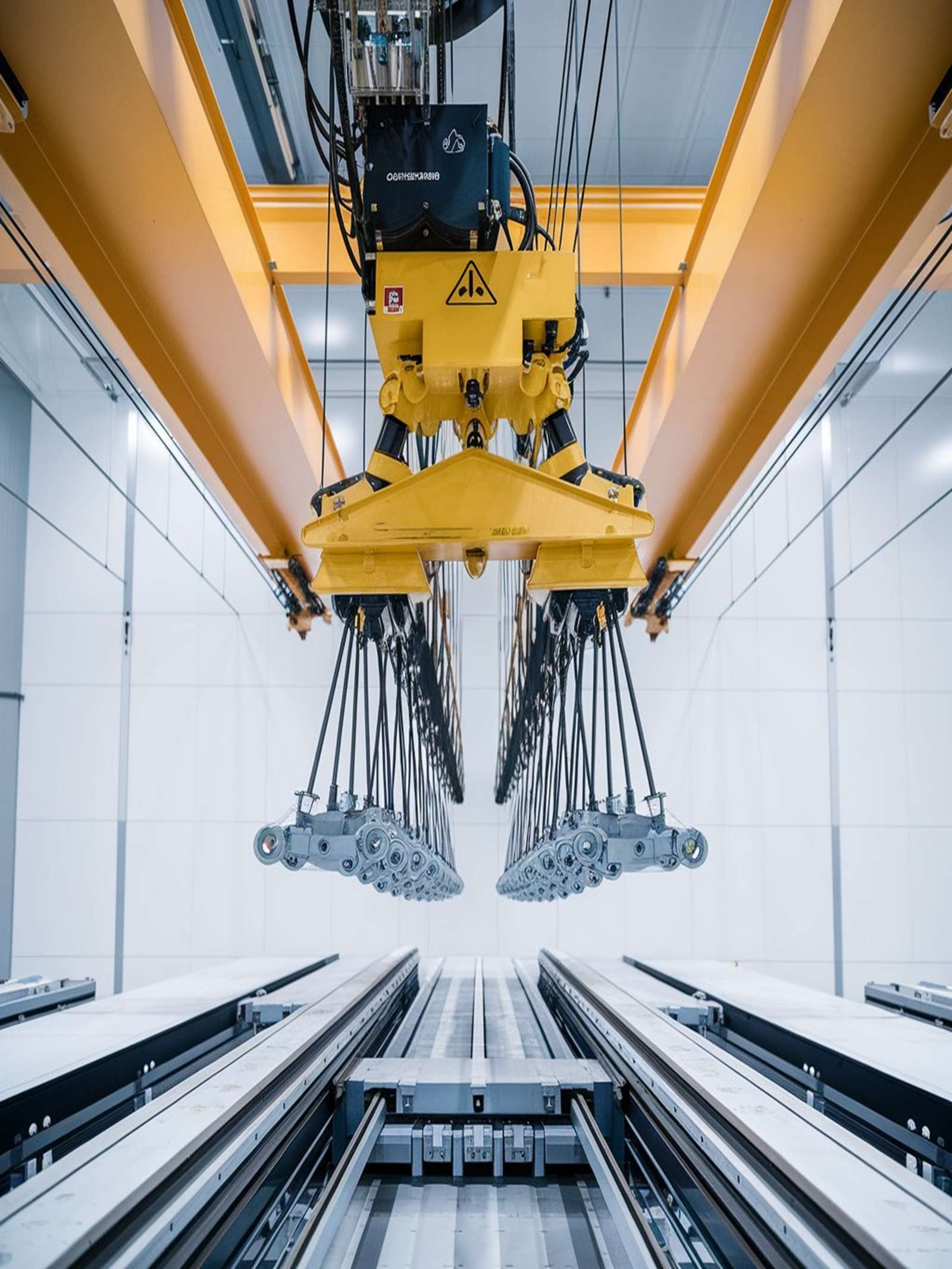 Image of a overhead material handling equipment in an Industry in a clean background. Strojni