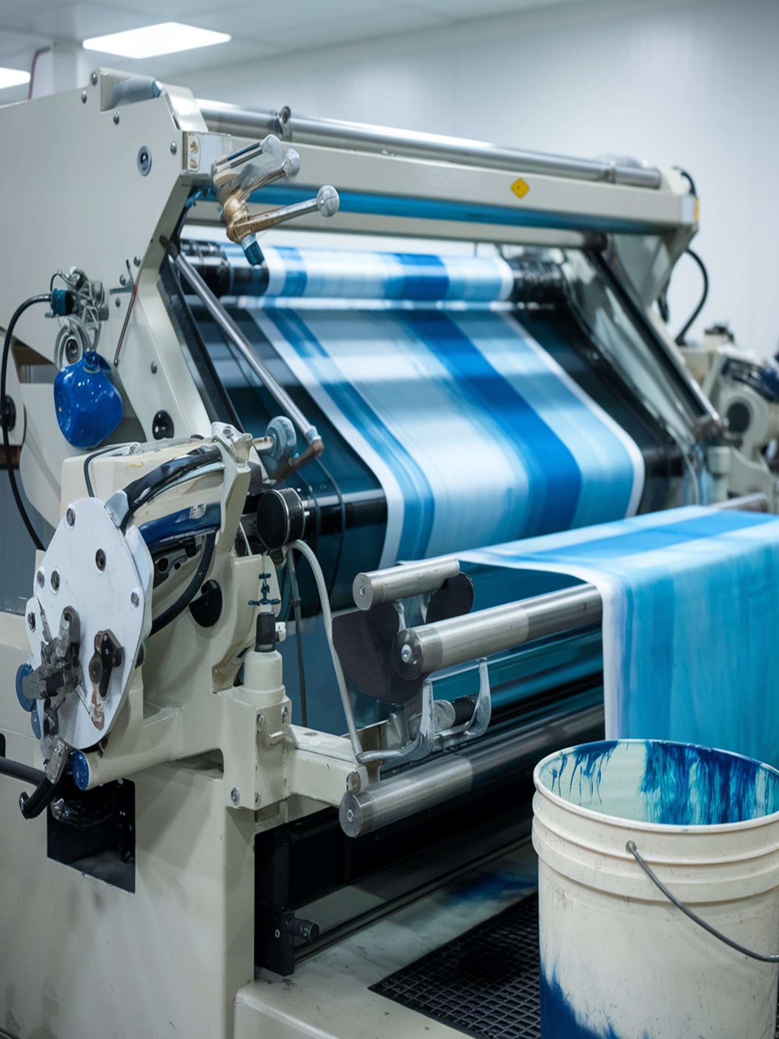 Image of a textile printing machine in a clean background